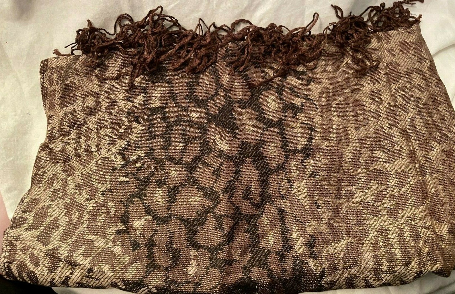 BFA Classics Brown Animal Print Wrap Scarf 28x70 Soft Stylish Fashion