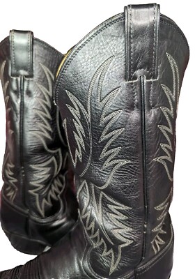 $189 JUSTIN 2041 Black Classic Western Cowboy Boots Mens 10  display picture 3