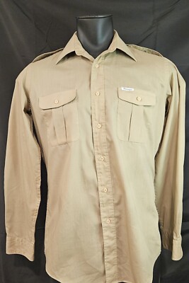 Prince Ferrari Mens Shirt Long Sleeve Button Khaki 15 1/2-33/34