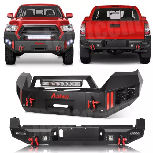 Protector de parachoques delantero o trasero con luces LED y anillos en D para Toyota Tacoma 2016-2023 - Imagen 16 de 16