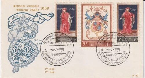 Luxembourg theme: Belgium 1959 FDC dukes of Burgundy; National Library B647-B652