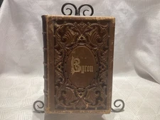 1855 Lord Byron Poetical Works: Antique Leather Book, Suppressed Poems