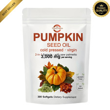 Pumpkin Seed Oil 3000mg Softgels  Cold Pressed Virgin  Saw Palmetto  300 Coun