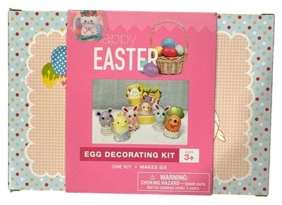 HAPPY EASTER Egg Decorating One Kit Makes Six Cute Animal Designs for Age 3 & Up