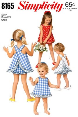 Playsuit & Panties Sewing PATTERN Simplicity 8165 GIRLS Sunsuit