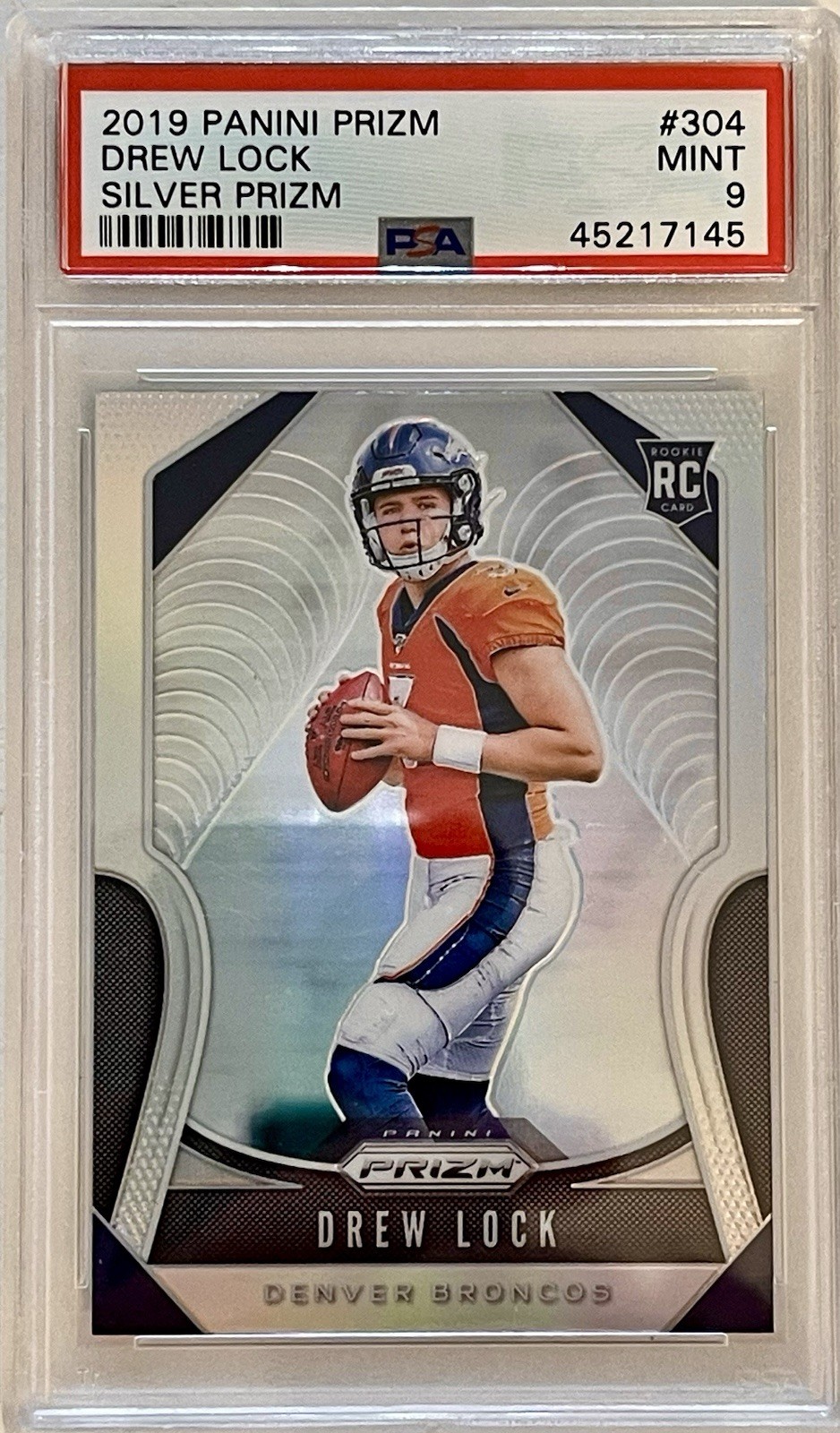 2019 Panini Prizm #304 Drew Lock RC Rookie PSA 9 SILVER PRIZM