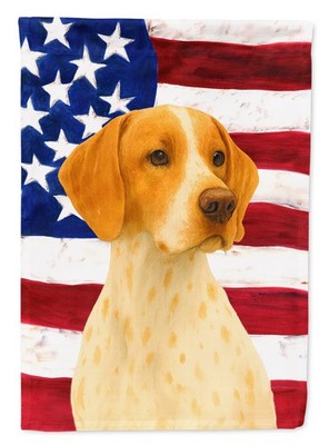 Caroline's Treasures Orange and White Pointer American Garden Flag