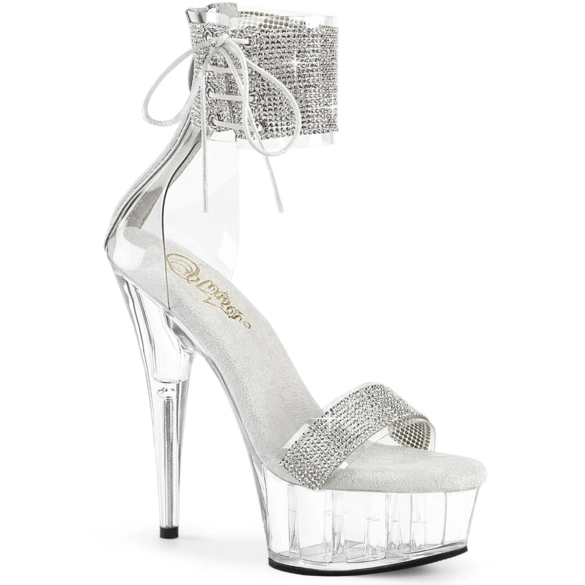 Pleaser 6" Heel 1" Pf Rhinestone Ankle Cuff Sandals Women Shoes Delight/627Rs