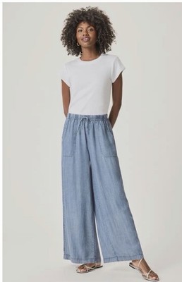 NWT Splendid Angie Indigo Denim Coastal Drawstring Wide-Leg Pants~S~Retail $168