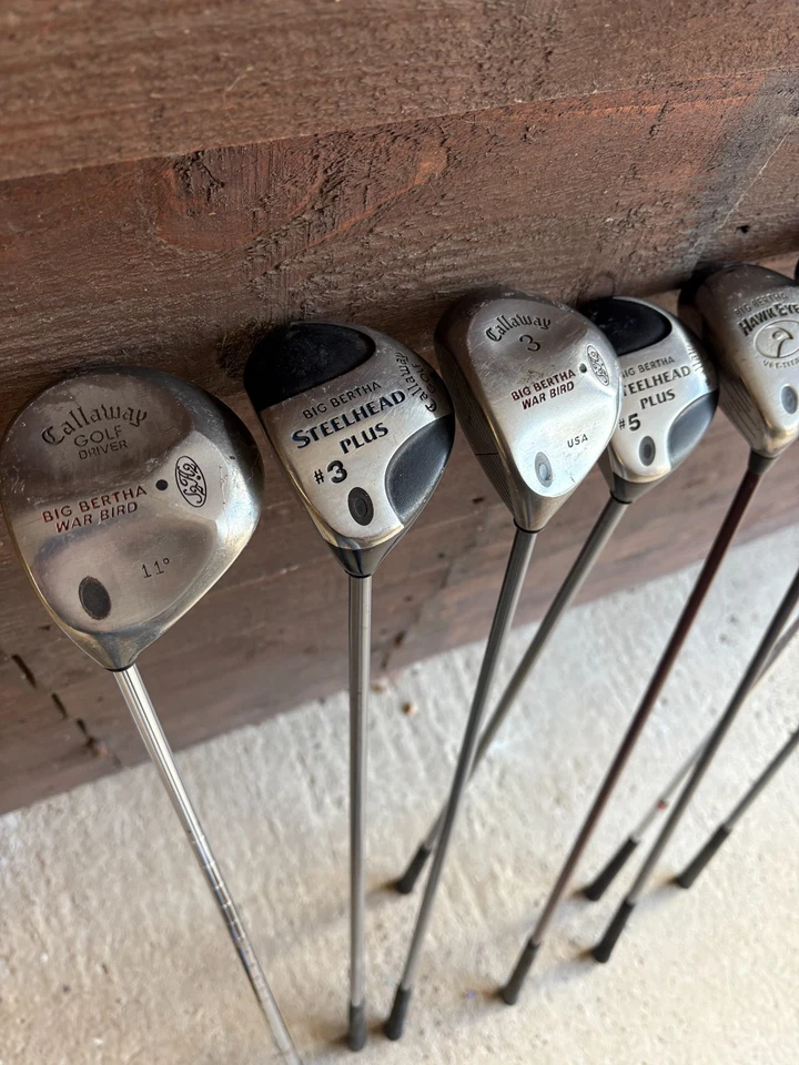 Job Lot 8 x Callaway Golf Clubs Woods Big Bertha War Bird Hawk Eye Left-Handed - Image 3 of 4