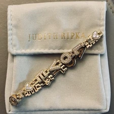 Judith Ripka Sterling Silver 14k clad Diamonique CZ  Love Bracelet 8"