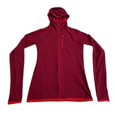 Marmot Hoodie Jacket Womens Small Pink Red Full Zip Grid Fleece Hiking Outdoor