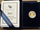 2012 W American Eagle One-Tenth Ounce Proof Gold Coin / Limited Mintage 243,100