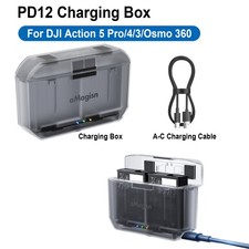 Battery Charger Case w/SD Card Solt Box For DJl Action 5 Pro/4/3/Osmo 360 Camera