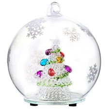 Christmas Tree Glass Snow Globe - Color Changing LED Ornament Decor Lighted f...