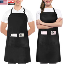 2 Pack Bib Apron, Adjustable with 2 Pockets, Water and Oil Resistant, Cooking Ki