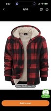 Zip Lined Red Plaid Jacket Large NEW Shipping Included