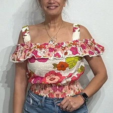 Anthropologie Love the Label Imogene Ruffle Top Sz S