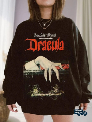Halloween Dracula Sweatshirt Scary Halloween Full Size S-5XL