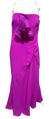 Giorgio Armani Runway Silk Ruffle Front Pink Long Maxi Gown Dress US 4 6 / IT 42