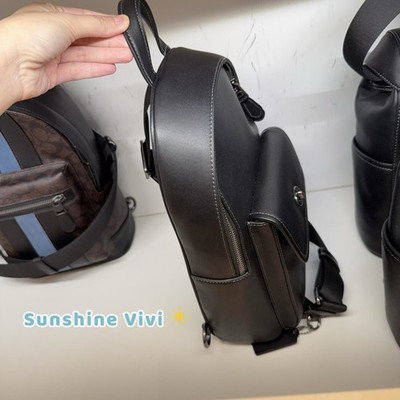 NWT Coach CAJ72 Turnlock Sling Pack In Smooth calf leather black