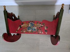 Ancien jouet lit bascule bois meuble poupée peint enfant  Alsace