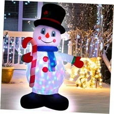 5 Foot Christmas Inflatable White Snowman with LED Lights Decoration,Cute 