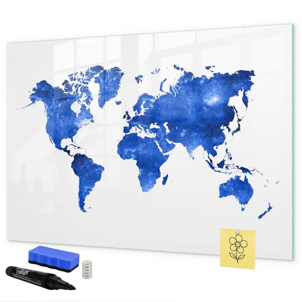 Glas Magnettafel Mit Glatter SchreibfläChe Schwarzem Marker Weltkarte Weltraum-image