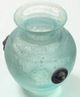 Murano Scavo Art Glass Vase Ancient Roman Style 3 Lion Heads 10.5"x 8.5" Vintage
