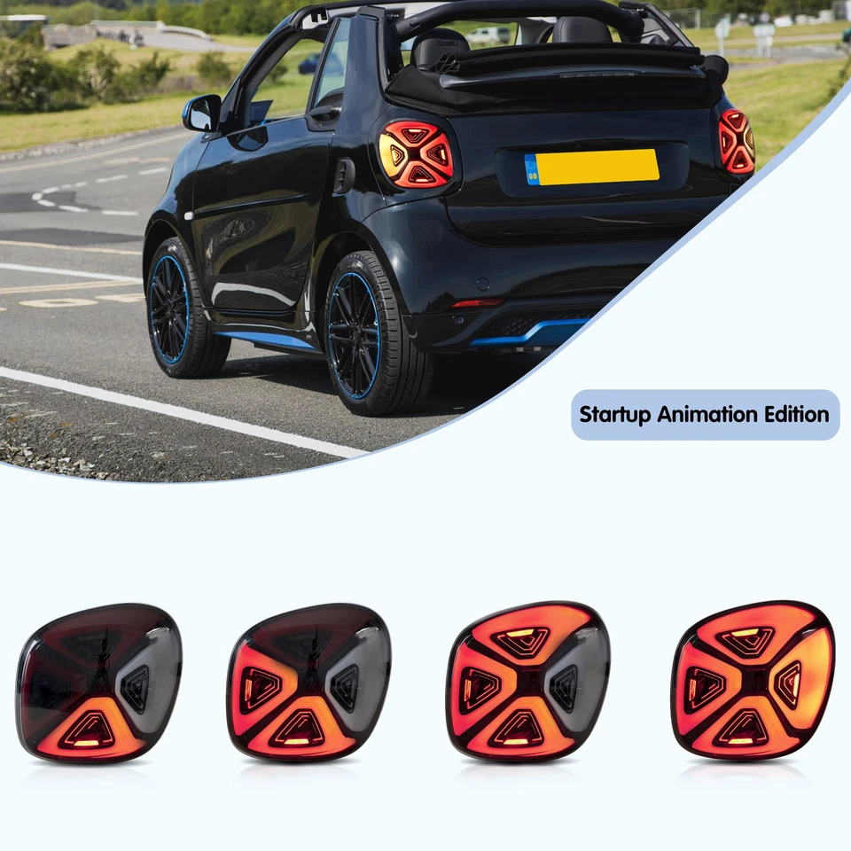 2*VLAND Full LED Tail Lights For 2015-19 Mercedez Benz Smart 453 Fortwo Forfour - Image 4 of 4