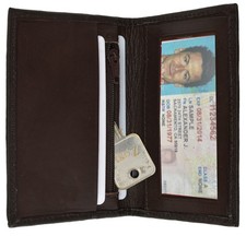 Black Mens Leather Bifold Thin Wallet ID Credit Card Holder Key Zip