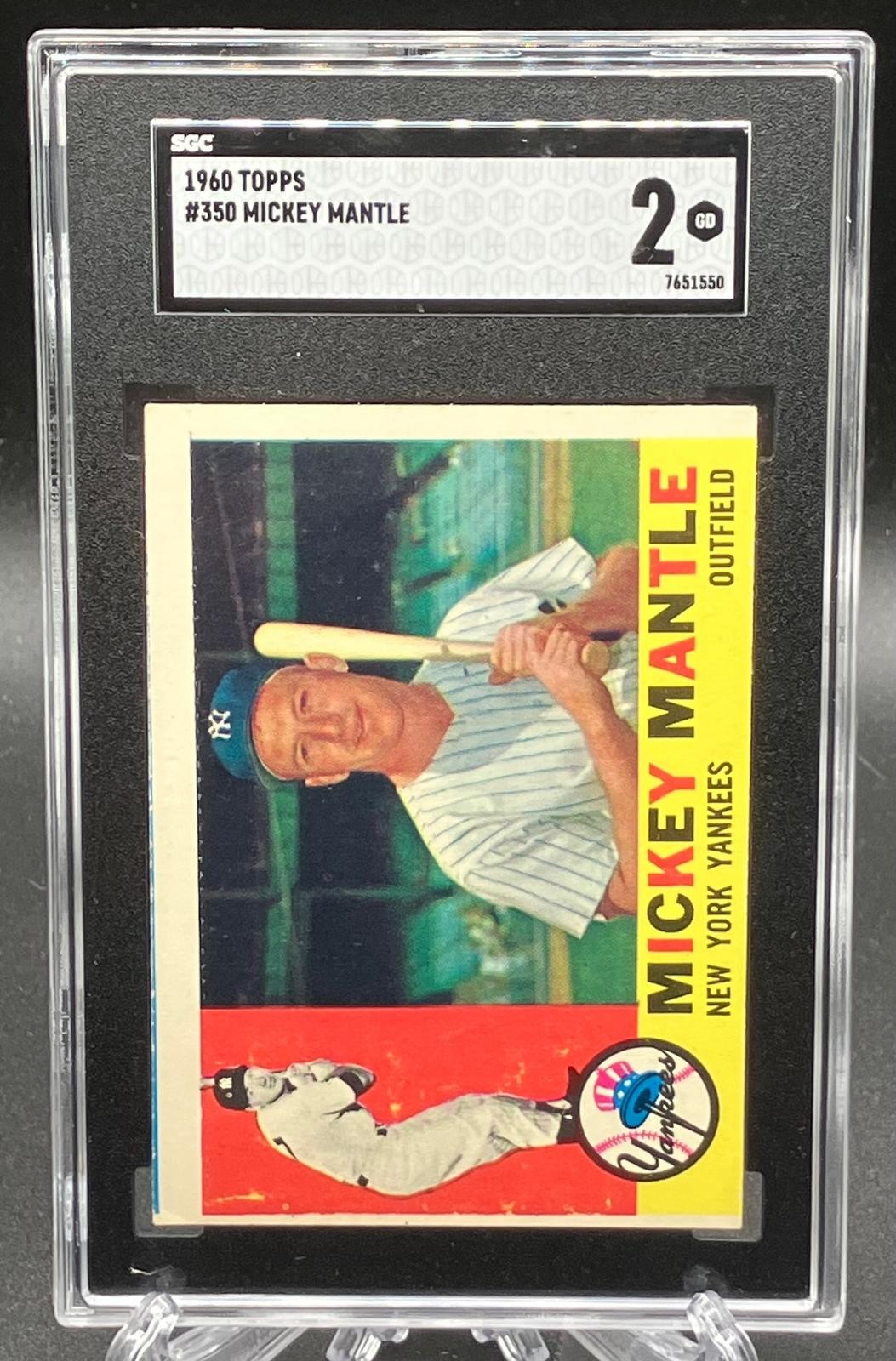 1960 Topps #350 Mickey Mantle SGC 2