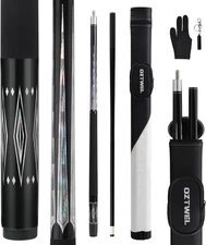 Glass Fiber Pool Cue Stick Set 58" 12.5mm Low Deflection Billiard Cue for Adults