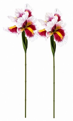 Faux Iris Flower Stems White Pink Yellow Floral Stems Artificial Flowers Cottage