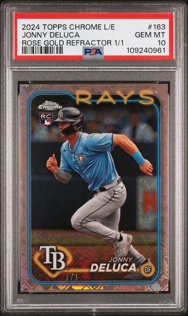 JONNY DELUCA 1/1 Rose Gold RC 2024 Topps Chrome Logofractor Rare One Of One Rays