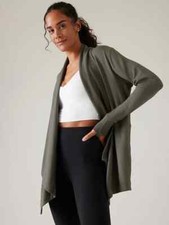 Athleta S SMALL Pranayama Restore Wrap, Hematite Grey SOFT Cardigan Top Yoga NWT
