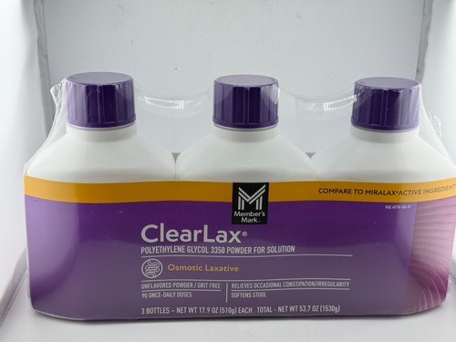 Member'S Mark Clearlax Polyethylene Glycol 3350 Powder 17.9 Oz 3 Pack