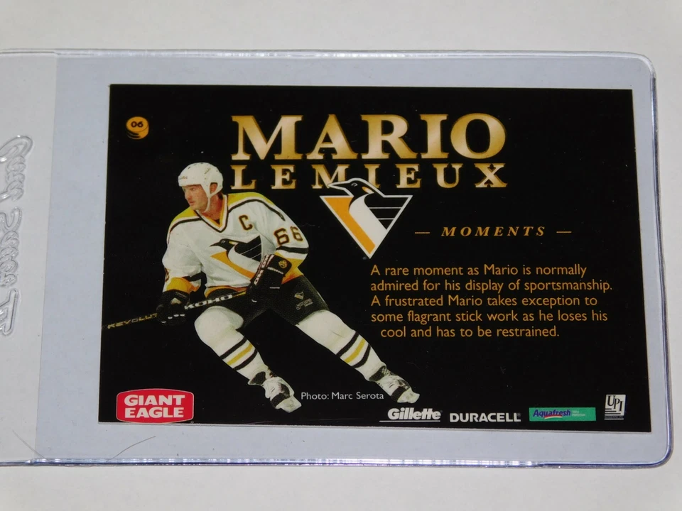 1997-98 PINNACLE GIANT EAGLE MARIO'S MOMENTS MARIO LEMIEUX CARD #6 - Image 2 of 2