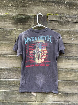 Vintage 1987 Megadeath Wake-up Dead Tour Concert Shirt Size Large