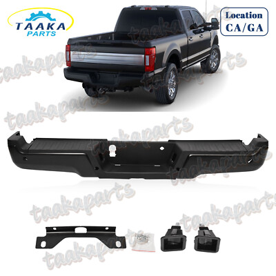 Black Rear Bumper Assembly For 2017-2022 Ford F-250 F-350 w/ Park Hole