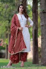 Indian Bollywood Stylish Rayon straight Printed long kurti with palazzos set