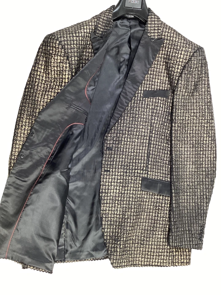 Chaqueta de Esmoquin Para Hombres Angelino Platino Dorado Corte Esmeralda Patrón NUEVA Foto 3 de 4
