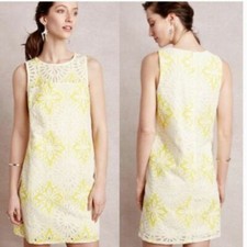 Anthropologie Weston Lemon Lace Shift Dress XS