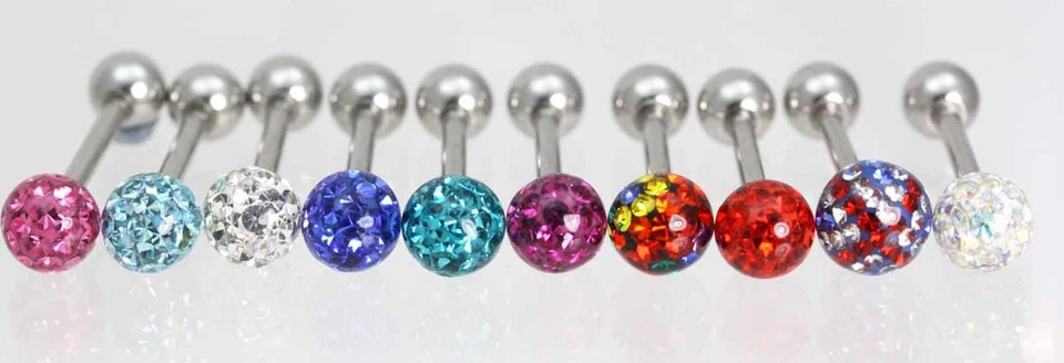 Barbell with crystal ball, Resin Coated Ferido Ball, Thread size 1.2MM - 1.6MM - Image 1 of 1