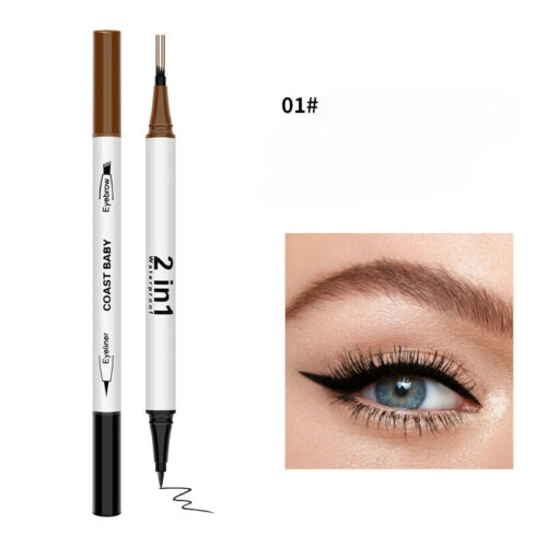 2 in1 Double Head Eye liner Brow Pencil Make up Waterproof Eyeliner Eyebrow Pen - Picture 13 of 16