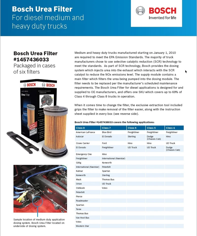 Filtro de urea Bosch 1457-436-088 | Reemplaza OEM # 5303604 / UF101 Hecho en EE. UU. Foto 2 de 4