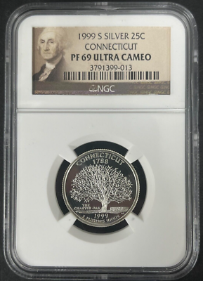 1999 S SILVER QUARTER 25C CONNECTICUT NGC PF 69 ULTRA CAMEO | eBay