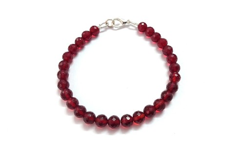 7"inch Bracelet Natural Red Onyx Round Faceted 6mm, Red Onyx Bracelet 925 Lock - Picture 4 of 6