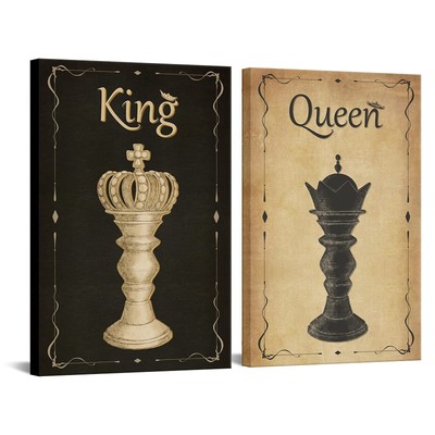 sechars Chess Canvas Wall Art Vintage King and Queen Chess Painting Poster Ar...