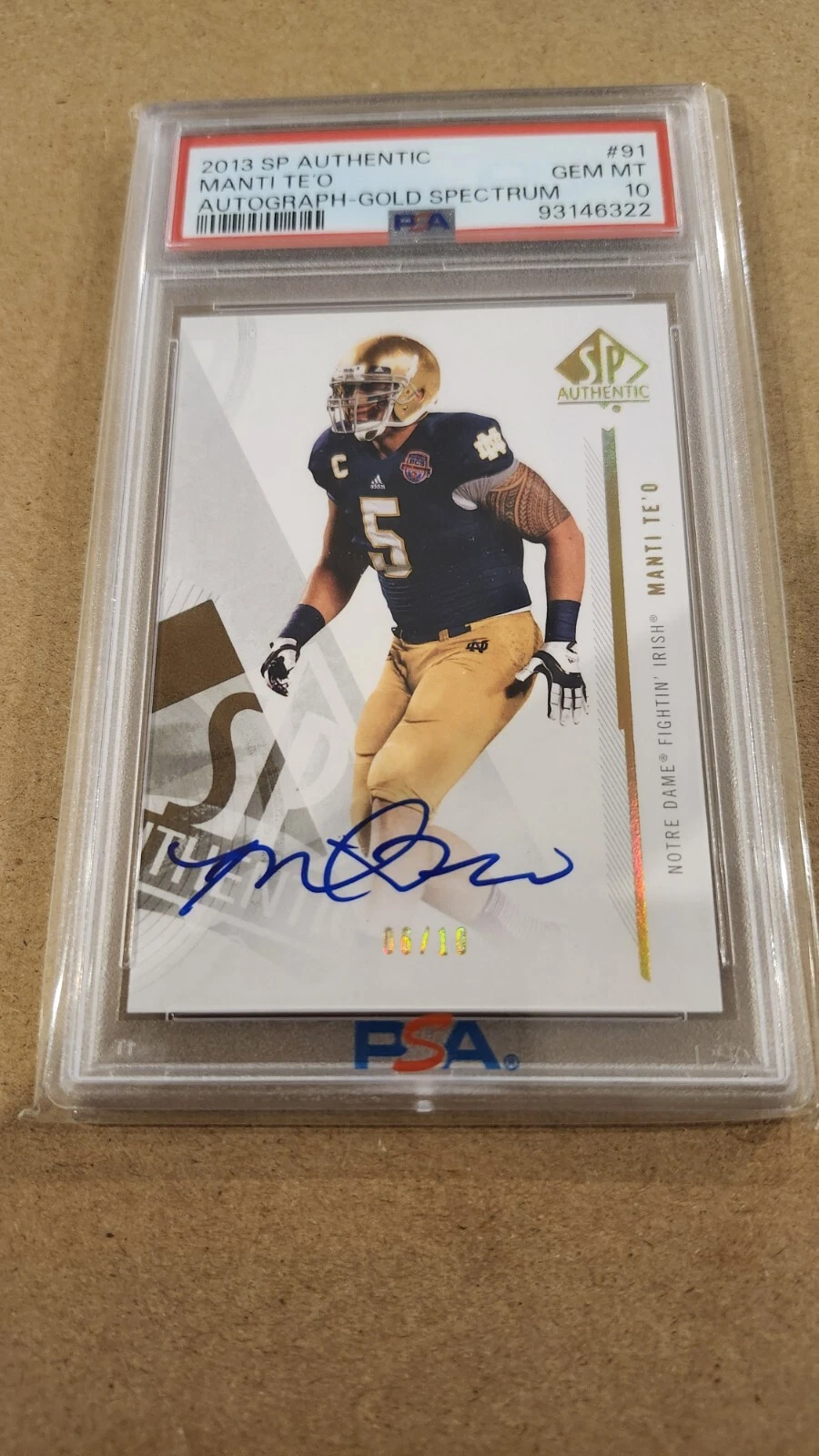 Manti Te'o SP Authentic #91 Autograph-Gold Spectrum